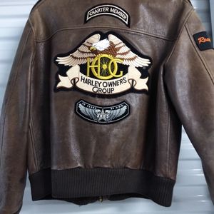 Avirex Vintage Brown leather bomber motorcycle jac